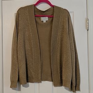 EUC Avenue Gold Metallic Open Sweater Sz 22/24